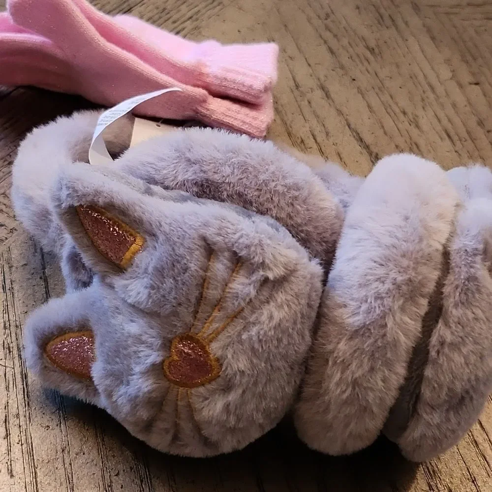Ear warmer headband with mitten kitty NWT